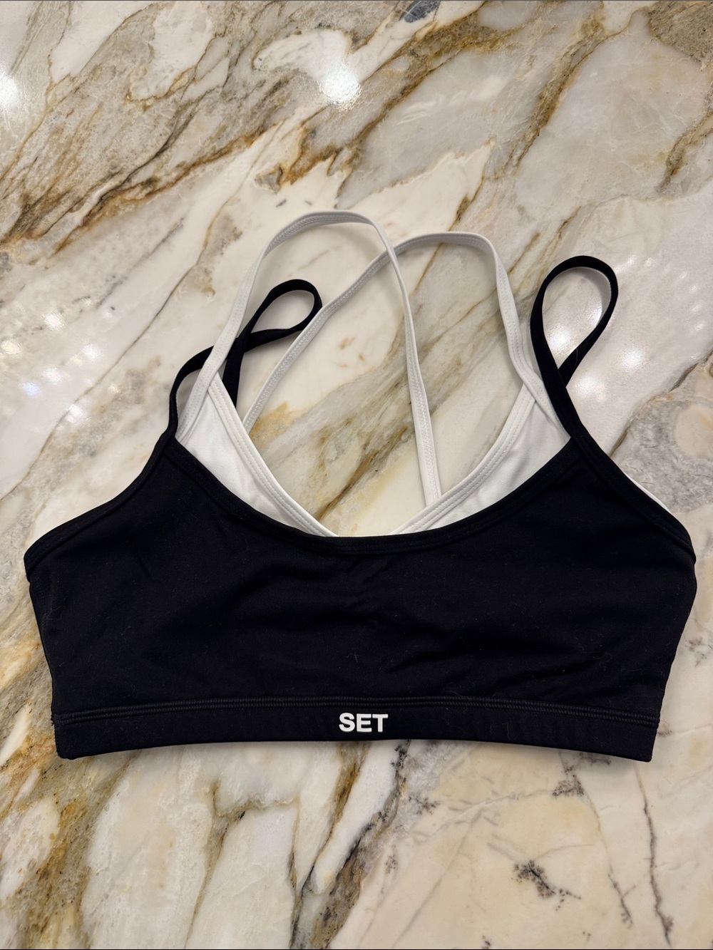 SET Active Sportbody double layer bra black and white sz S
